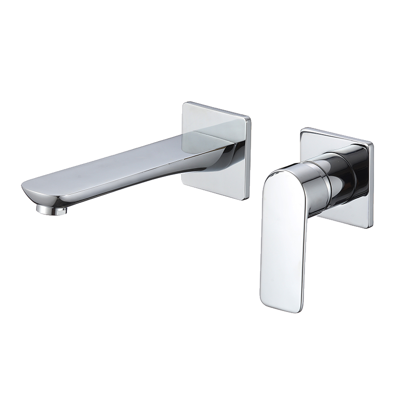 Grifo empotrado de lavabo monomando cuadrado cromado con caño de 21CM- Serie Esla
