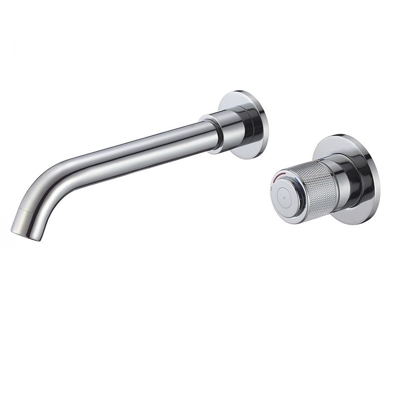 Grifo empotrado de lavabo monomando de botón redondo cromado con caño de 21CM - Serie Andarax