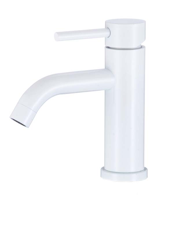 Grifo de lavabo monomando redondo blanco - Serie Jabalón