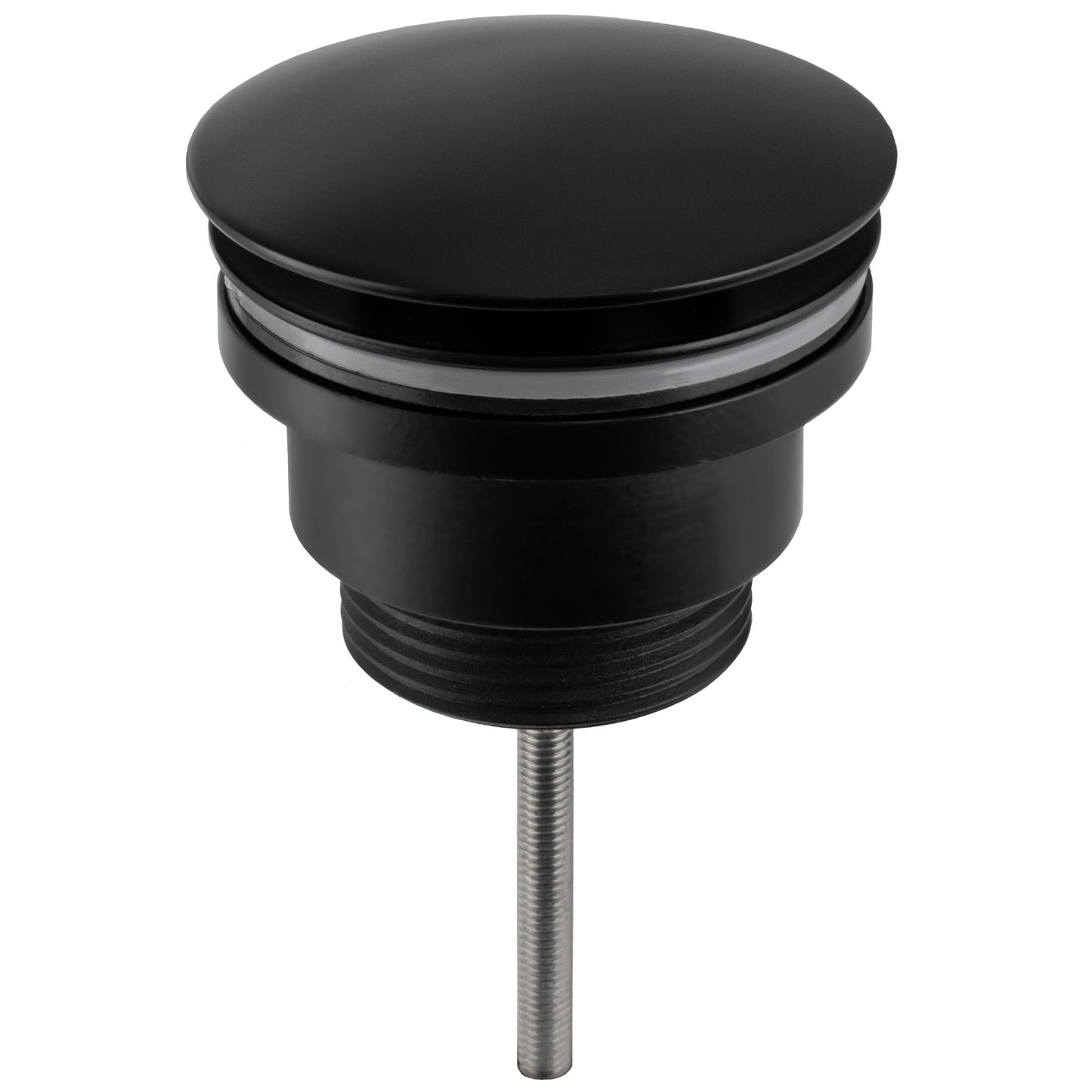 Valvula click clack para lavabo o bide redondo negro mate