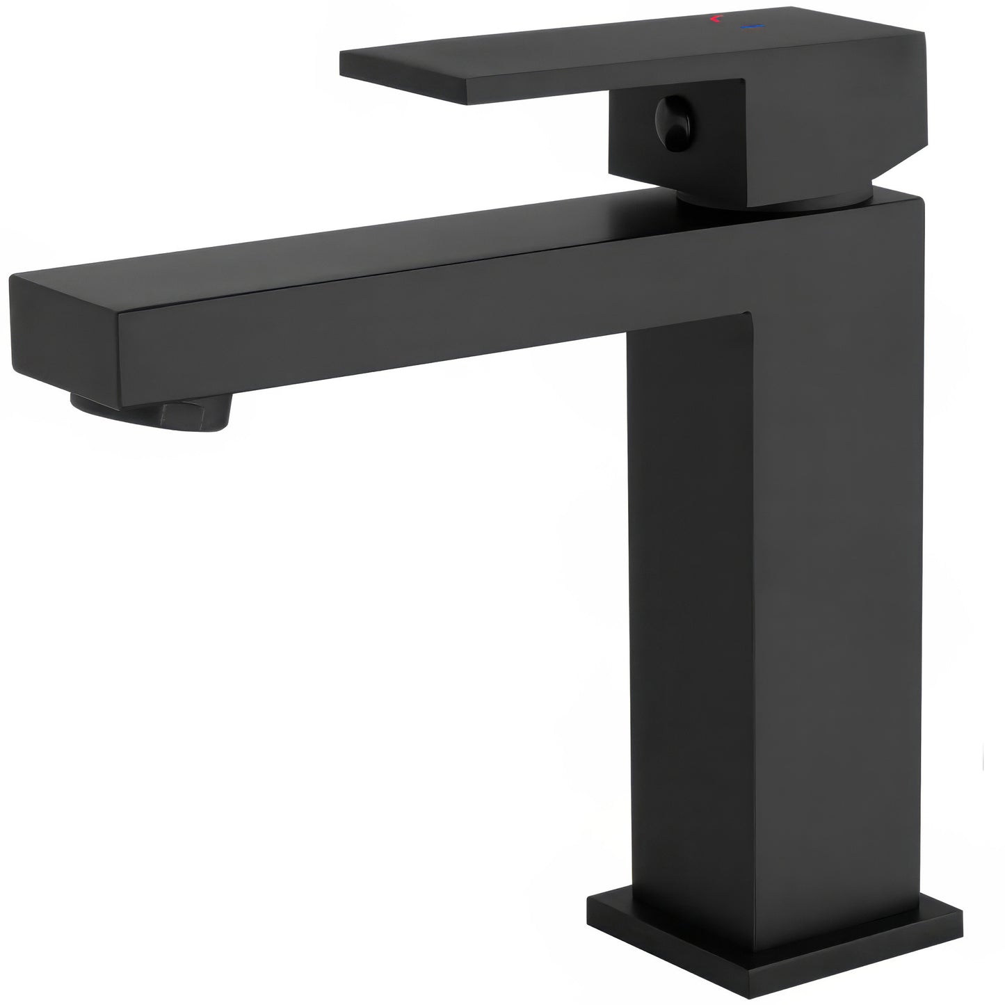Grifo de lavabo con apertura en agua fría monomando cuadrado negro mate - Serie Muga
