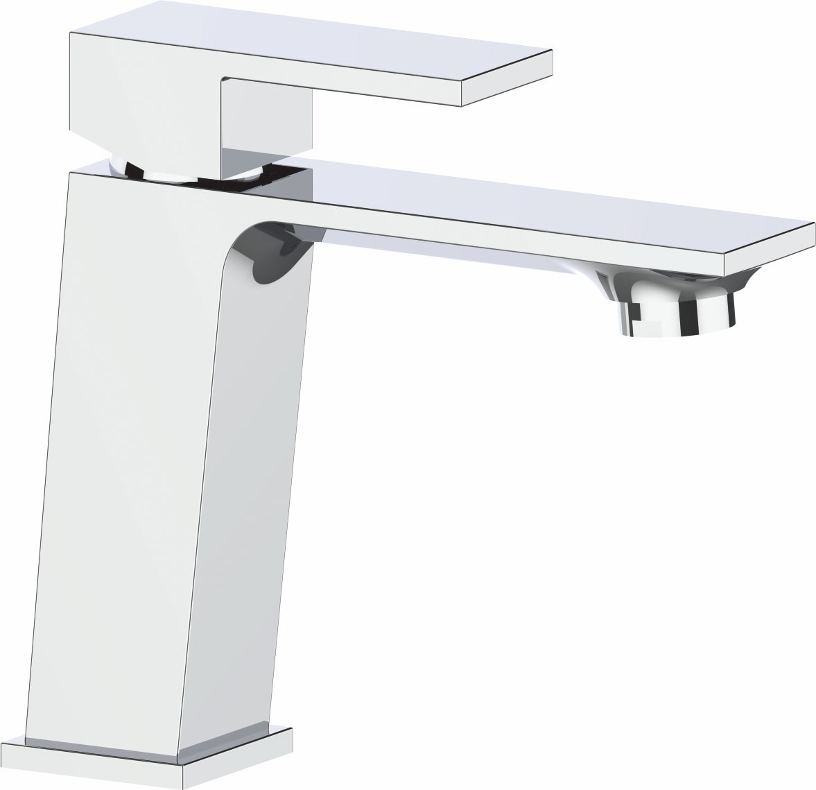 Grifo de lavabo cuadrado monomando cromado - Serie Carrion