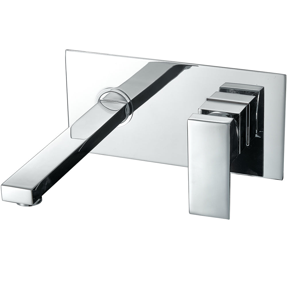 Grifo de lavabo empotrado cuadrado monomando cromado con caño de 21CM - Serie Tajo