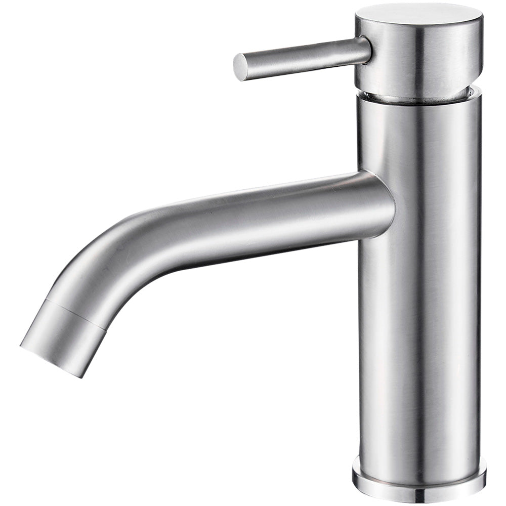 Grifo de lavabo monomando redondo acero cepillado - Serie Jabalón