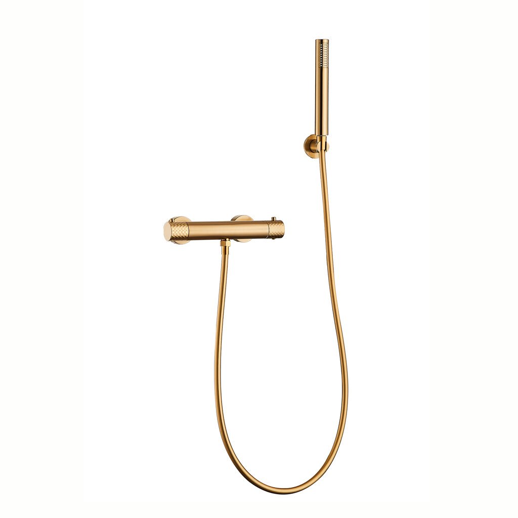 Grifo de ducha termostático dorado cepillado maneta luxury - Serie Birim