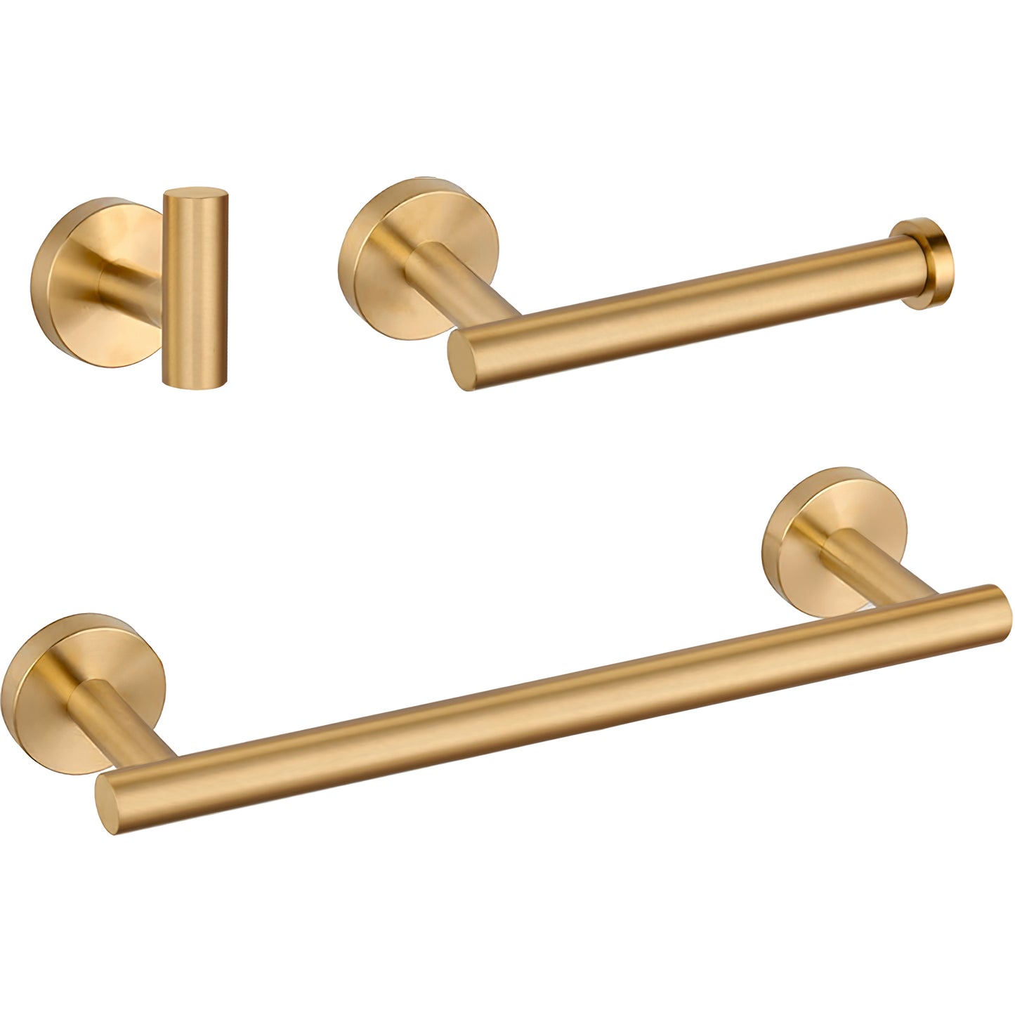 Accesorios de baño en oro mate con protección PVD Toallero 40cm+ Percha+ Portarrollos - 3Perchas