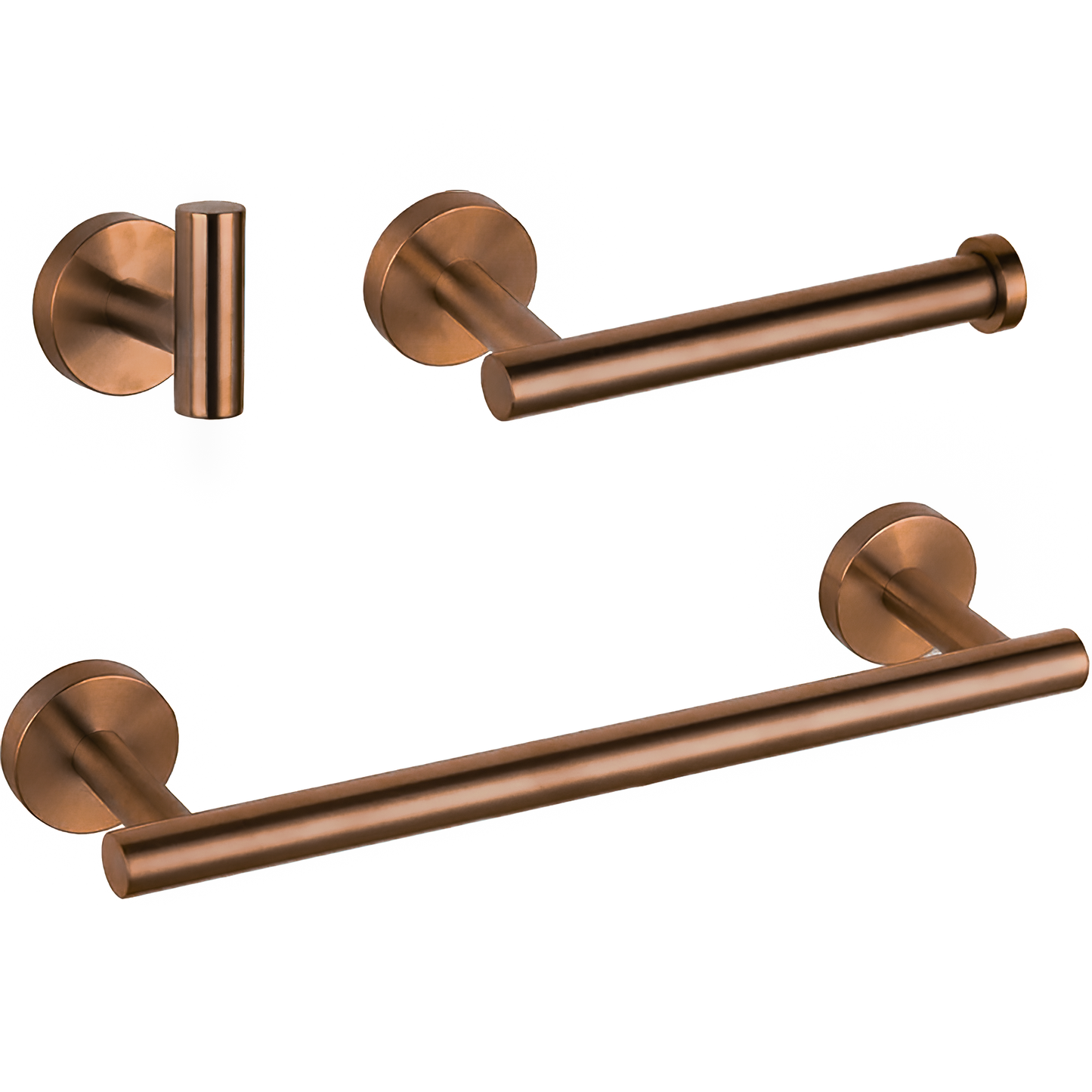 Accesorios de baño en oro rosa cepillado Toallero 30cm+ Percha+ Portarollos - 1Percha