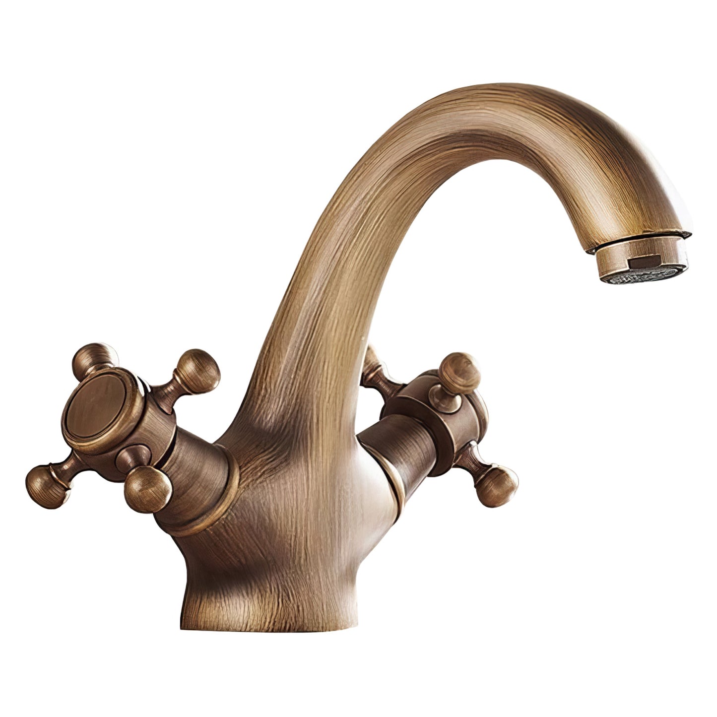 Grifo lavabo retro dorado envejecido bimando - Serie Anafi