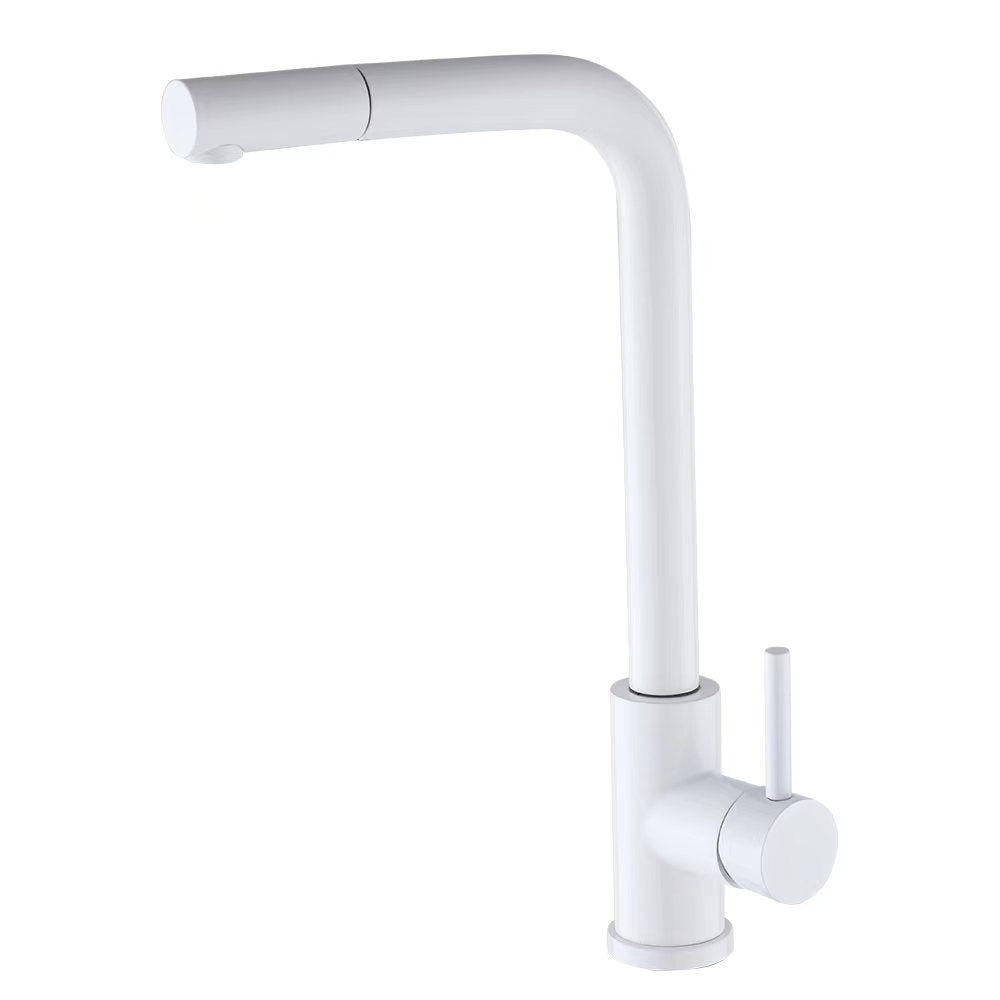 Grifo de cocina extraíble redondo blanco - Serie Amur