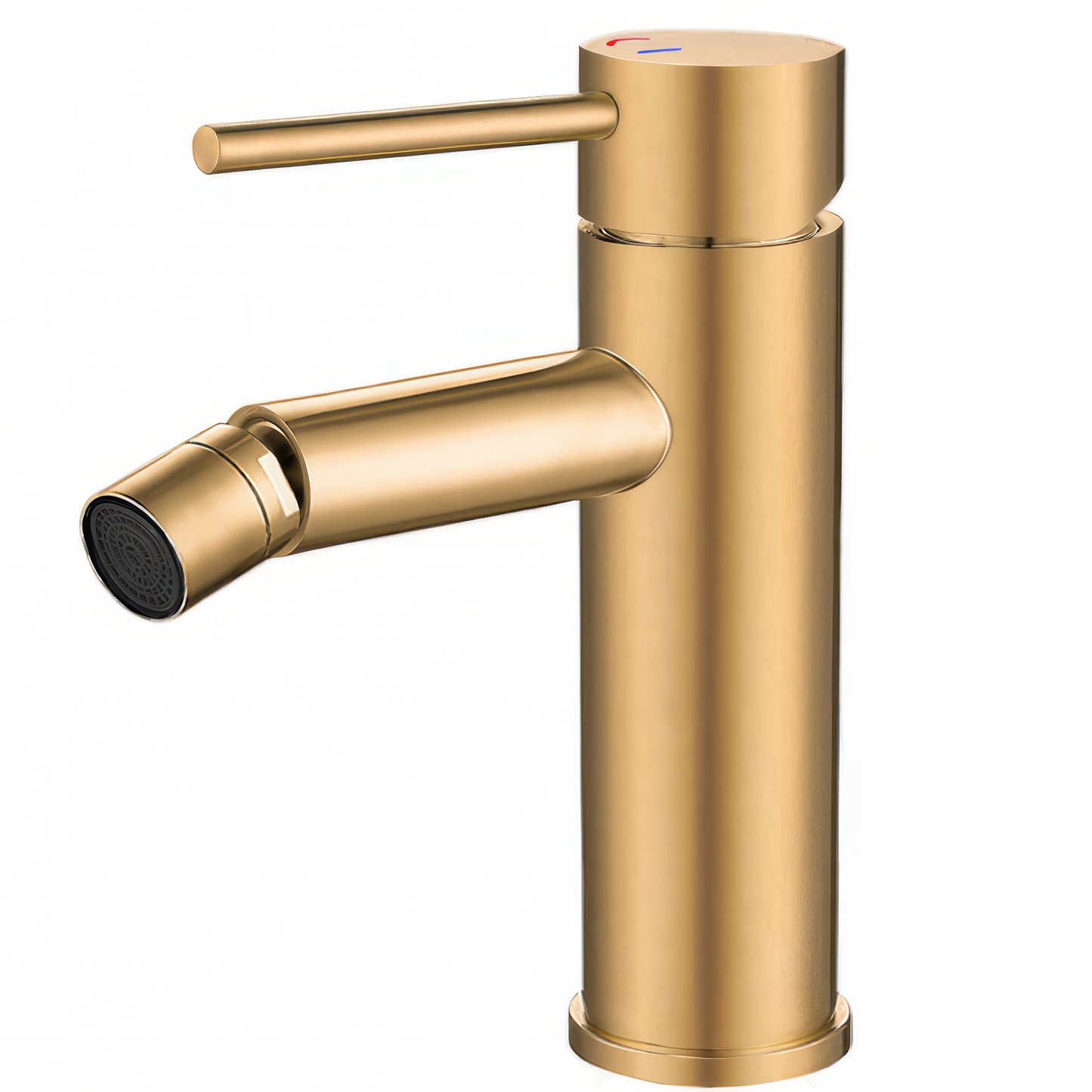Grifo de bidé con apertura en agua fría monomando redondo oro mate con protección PVD - Serie Ason
