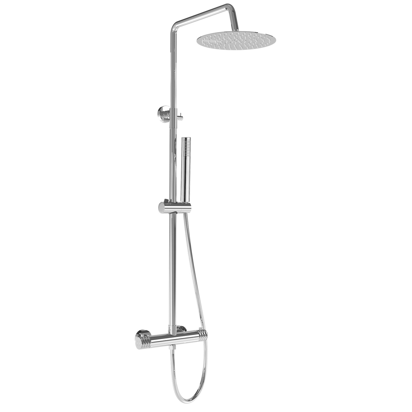 Barra de ducha termostática redonda ajustable hasta 120CM cromada - Serie Birim - 30cm