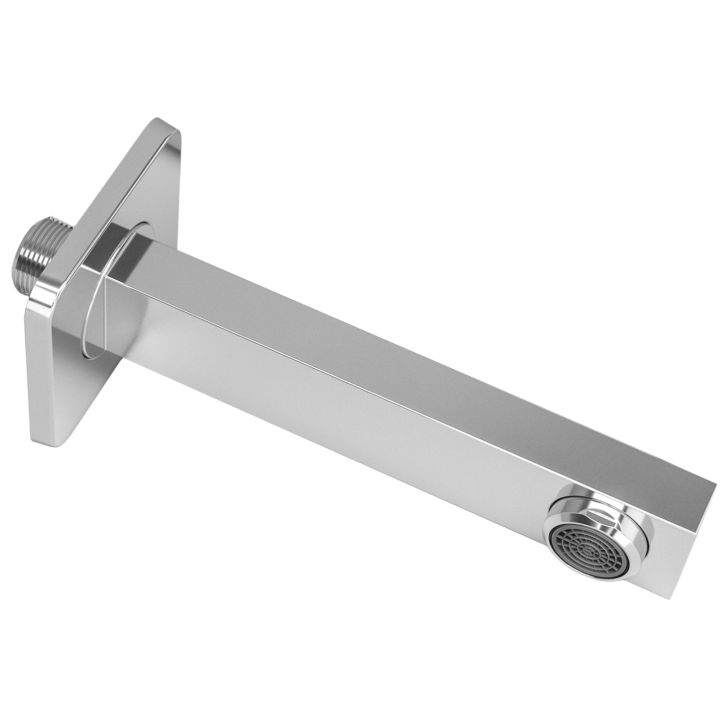 Caño cuadrado 15cm cromado con rosca 1/2