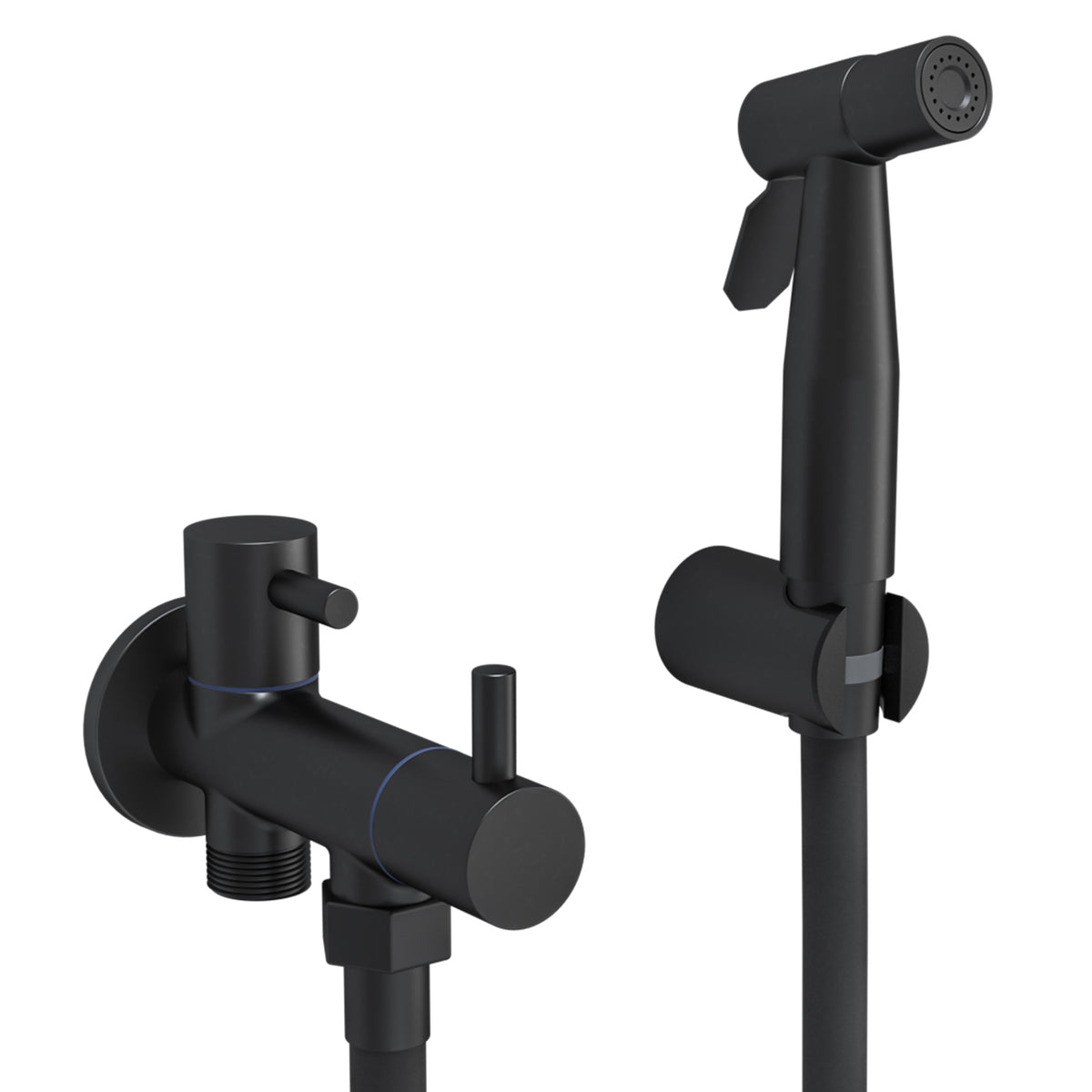 Grifo de bidet empotrado redondo 1 vía agua fría negro mate - Serie Cabriel