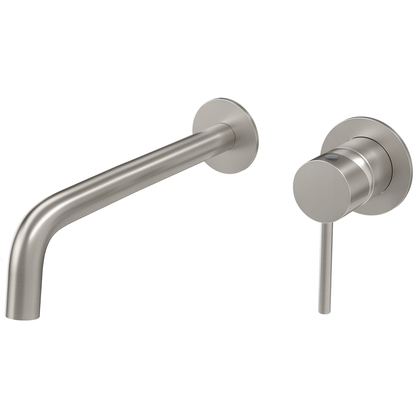 Grifo lavabo empotrado redondo monomando acero cepillado caño fino de 26cm y fijo - Serie Deva