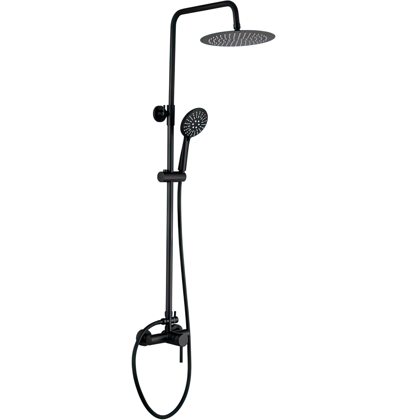 Barra de ducha monomando redonda ajustable hasta 120CM negro mate - Serie Ebro - 25cm