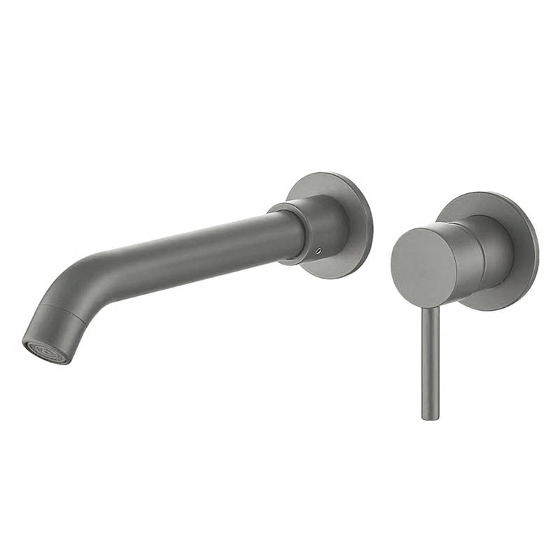Grifo lavabo empotrado redondo monomando con caño de 21CM gun metal - Serie Guadiana