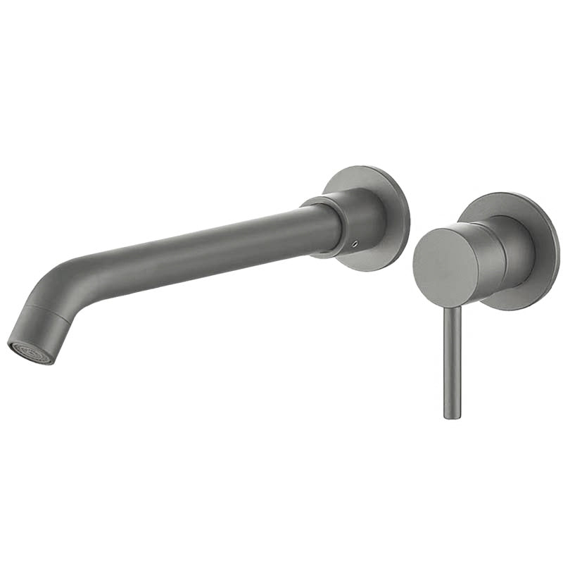 Grifo lavabo empotrado redondo monomando gun metal con caño de 26CM - Serie Guadiana