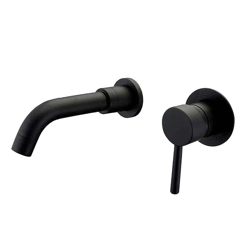 Grifo lavabo empotrado redondo monomando negro mate con caño de 15CM - Serie Guadiana