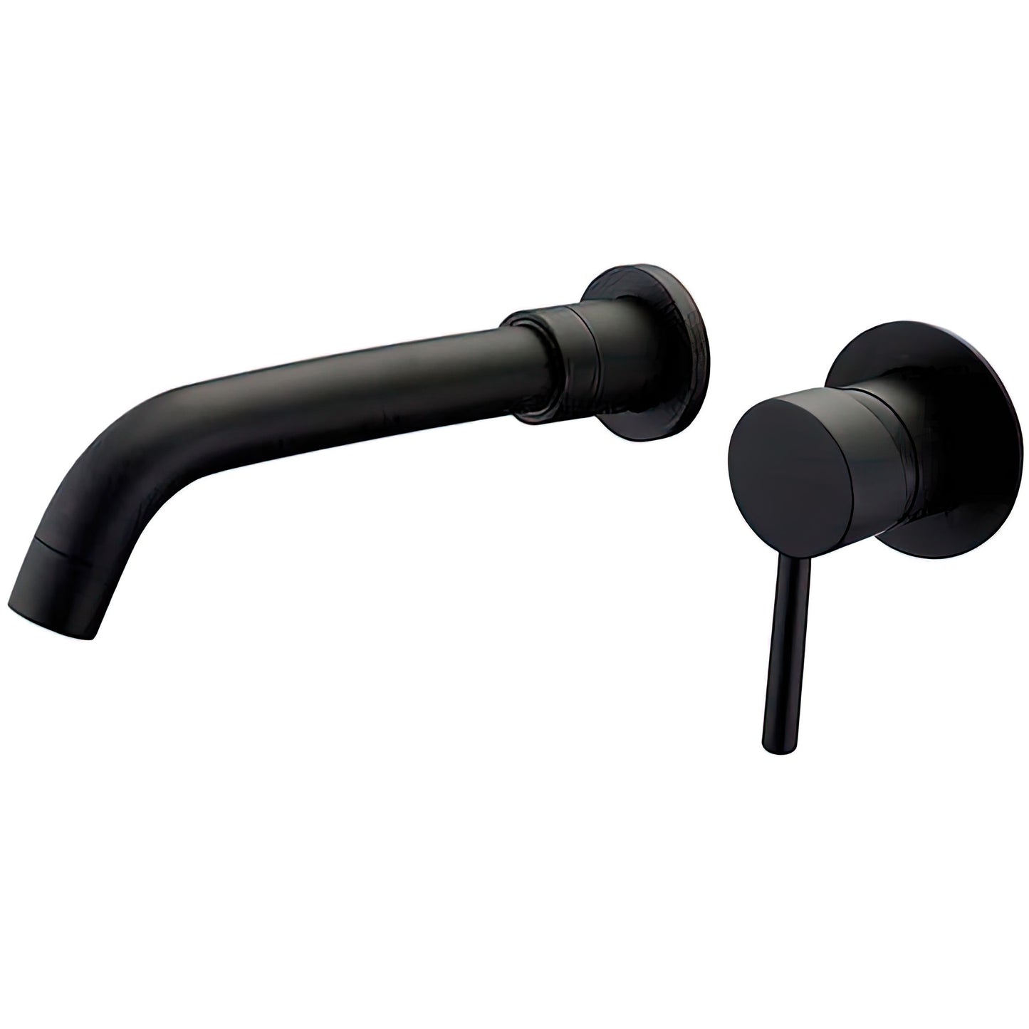 Grifo lavabo empotrado redondo monomando con caño de 21CM negro mate - Serie Guadiana