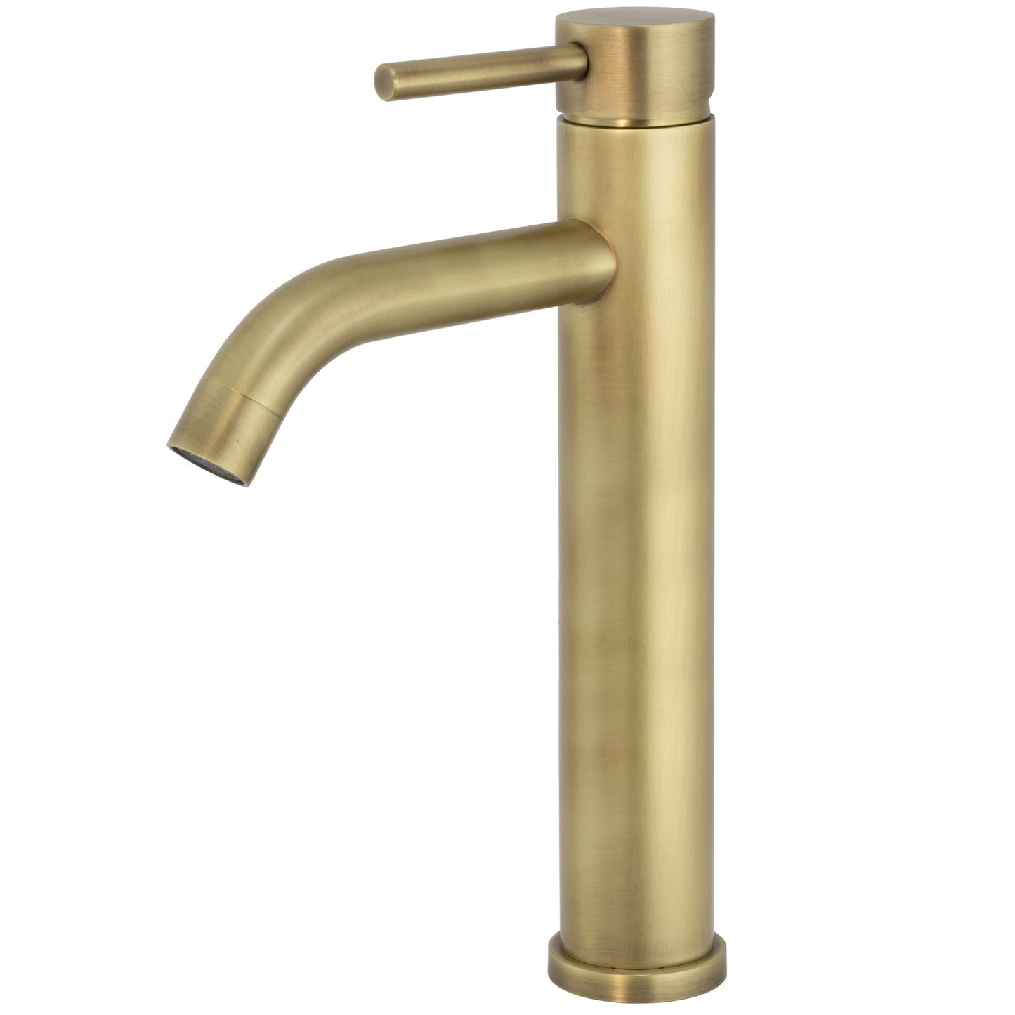 Grifo de lavabo alto para pica monomando redondo dorado envejecido - Serie Jabalon