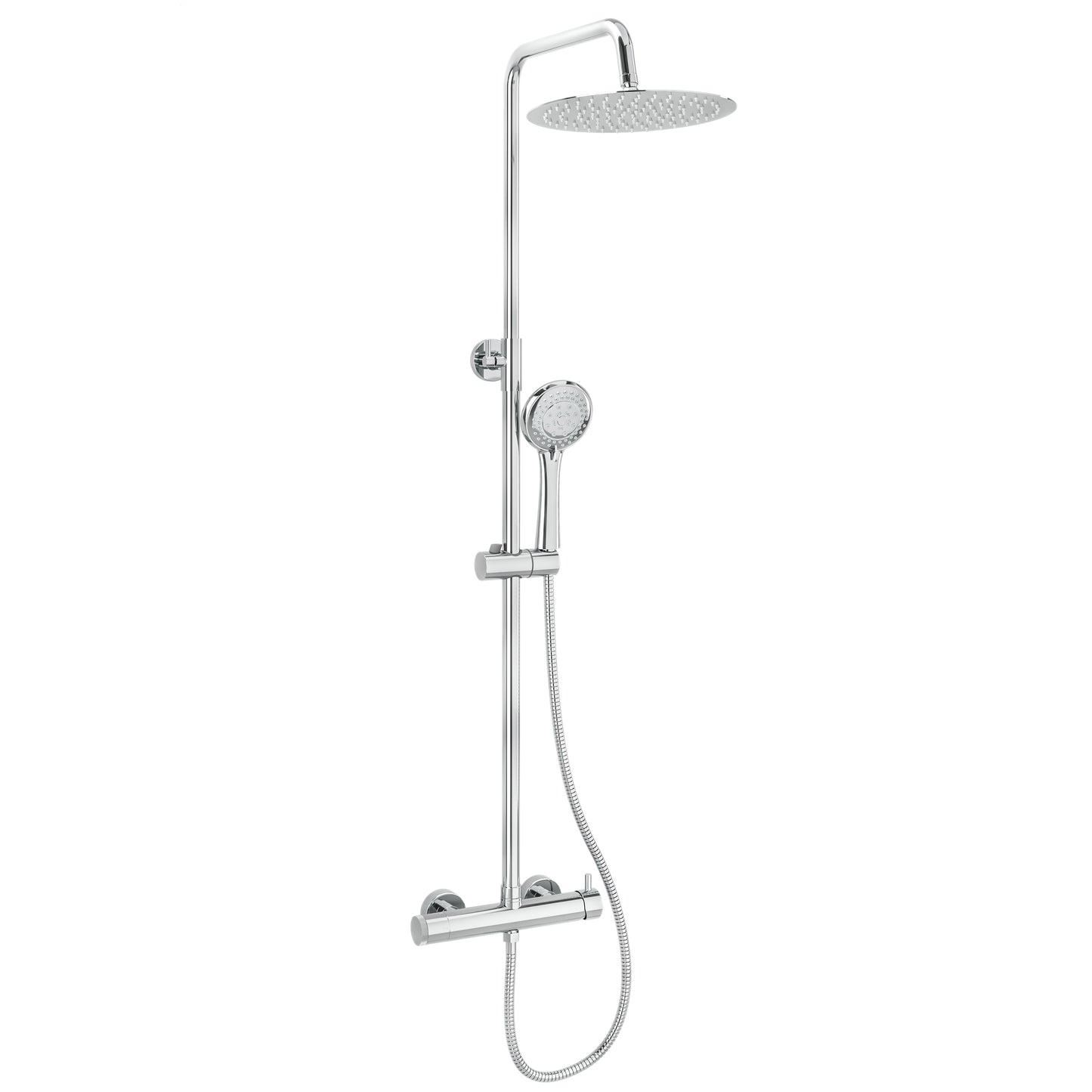 Barra de ducha monomando redonda ajustable hasta 120CM cromada - Serie Jabalón - 25cm