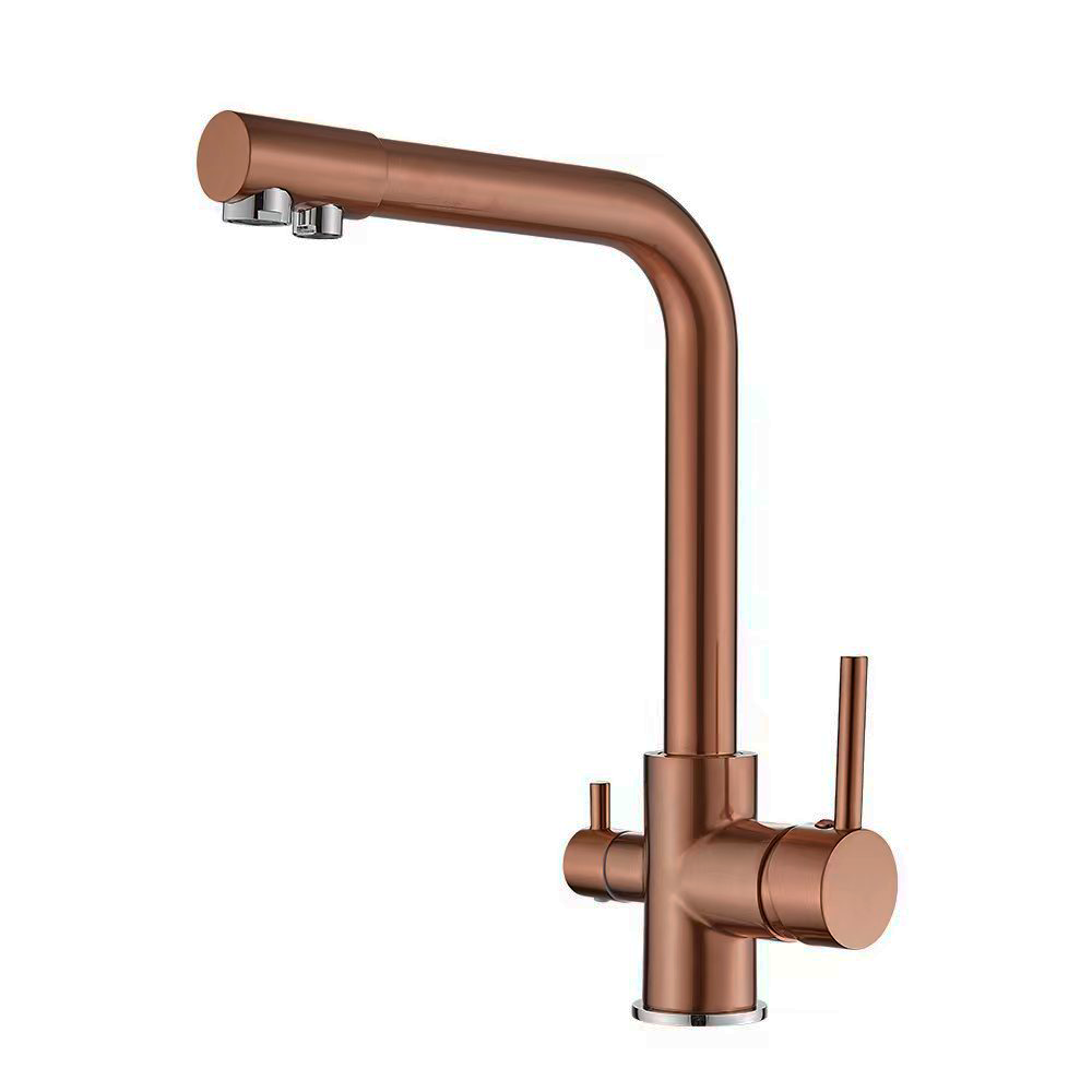 Grifo de cocina osmosis 3 vías redondo oro rosa cepillado - Serie Nilo