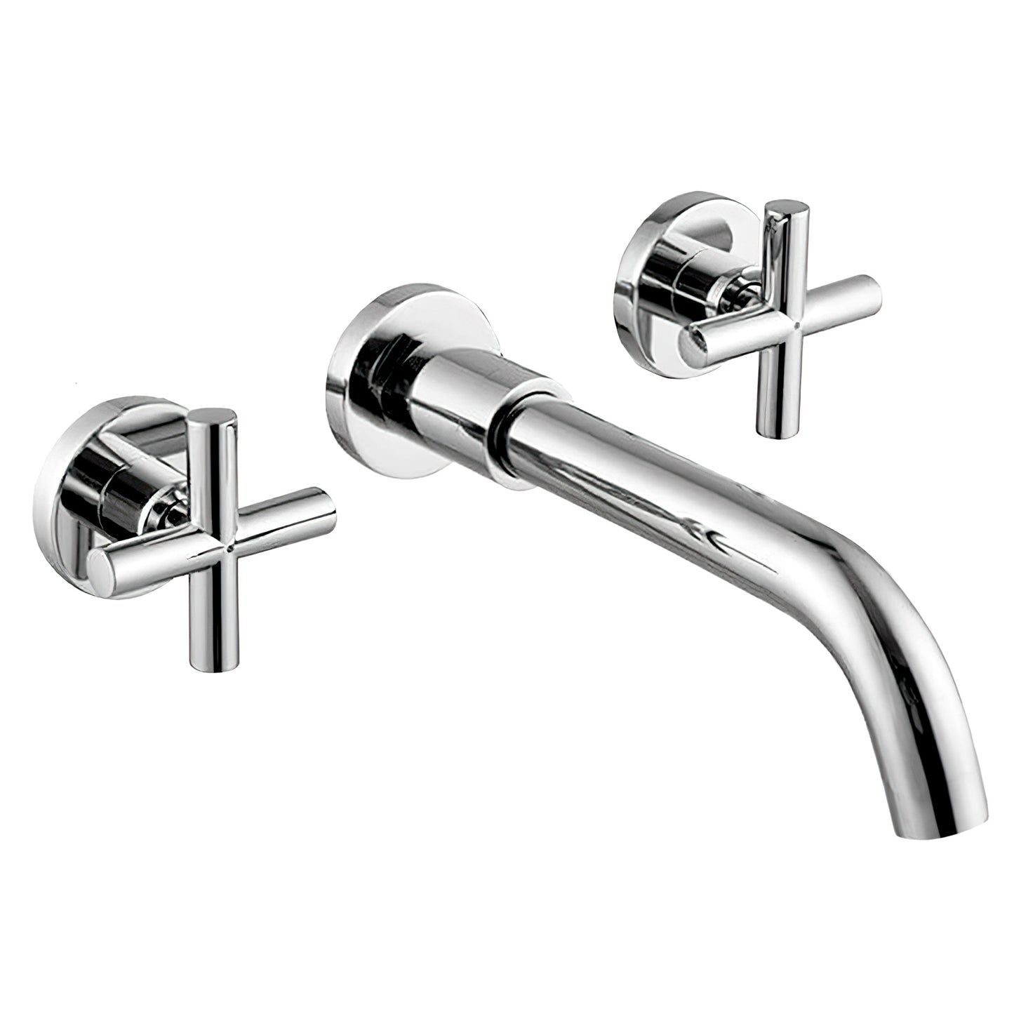 Grifo de lavabo empotrado redondo bimando cromado con caño de 21CM - Serie Nalon