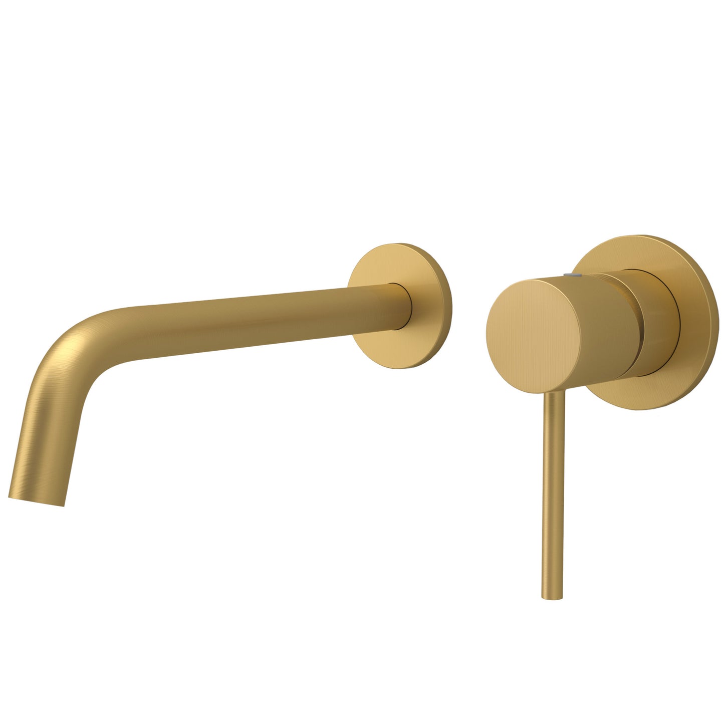 Grifo lavabo empotrado redondo monomando oro mate con protección PVD con caño 21CM- Serie Cenia