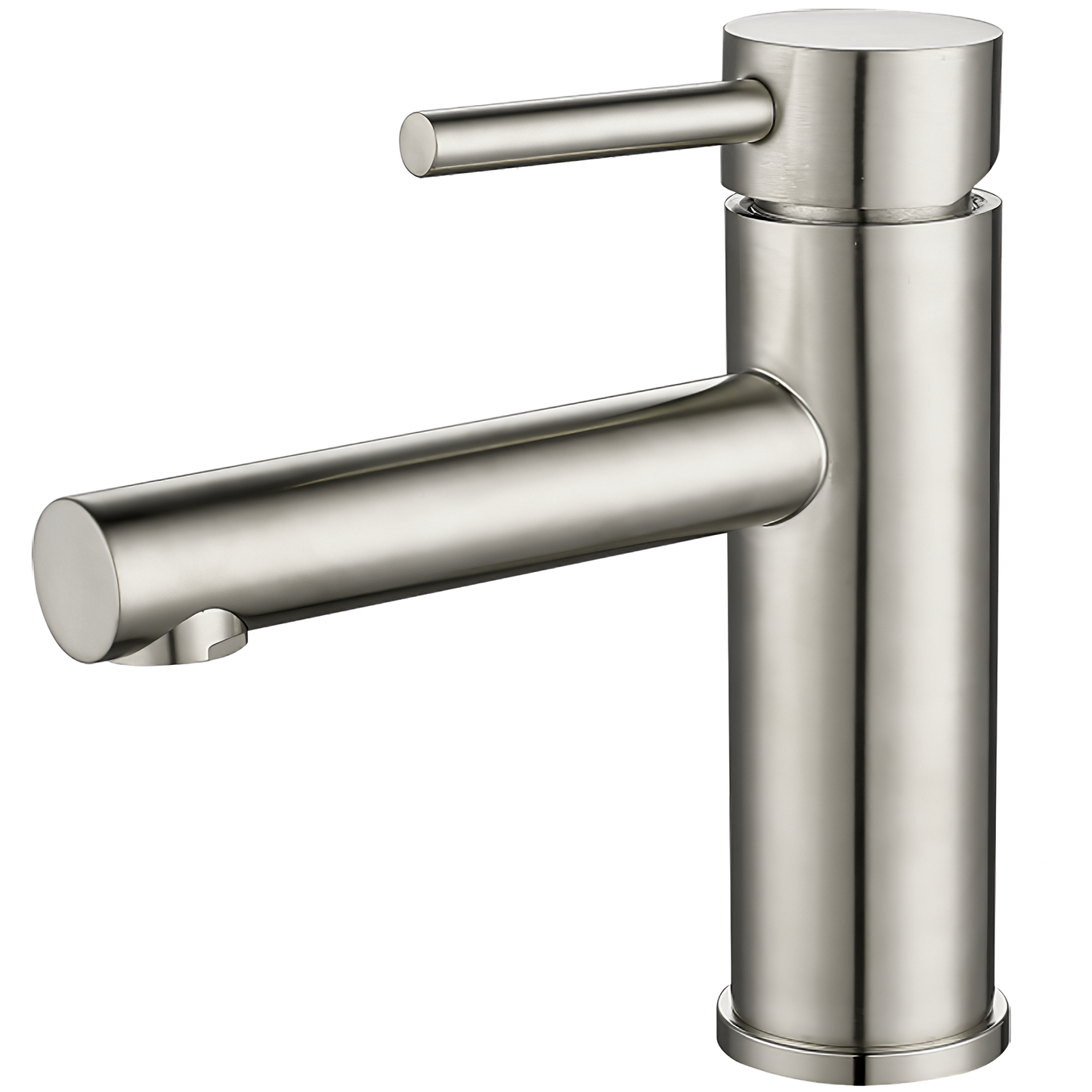 Grifo de lavabo monomando redondo acero cepillado - Serie Palancia