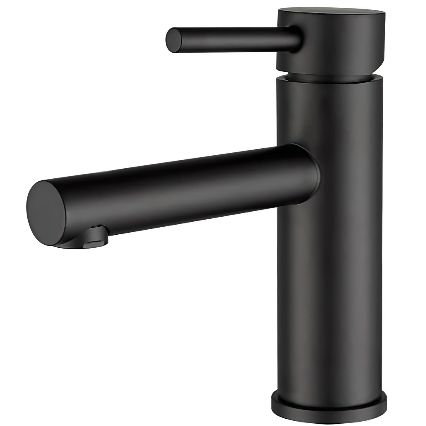 Grifo de lavabo monomando redondo caño recto negro mate - Serie Palancia