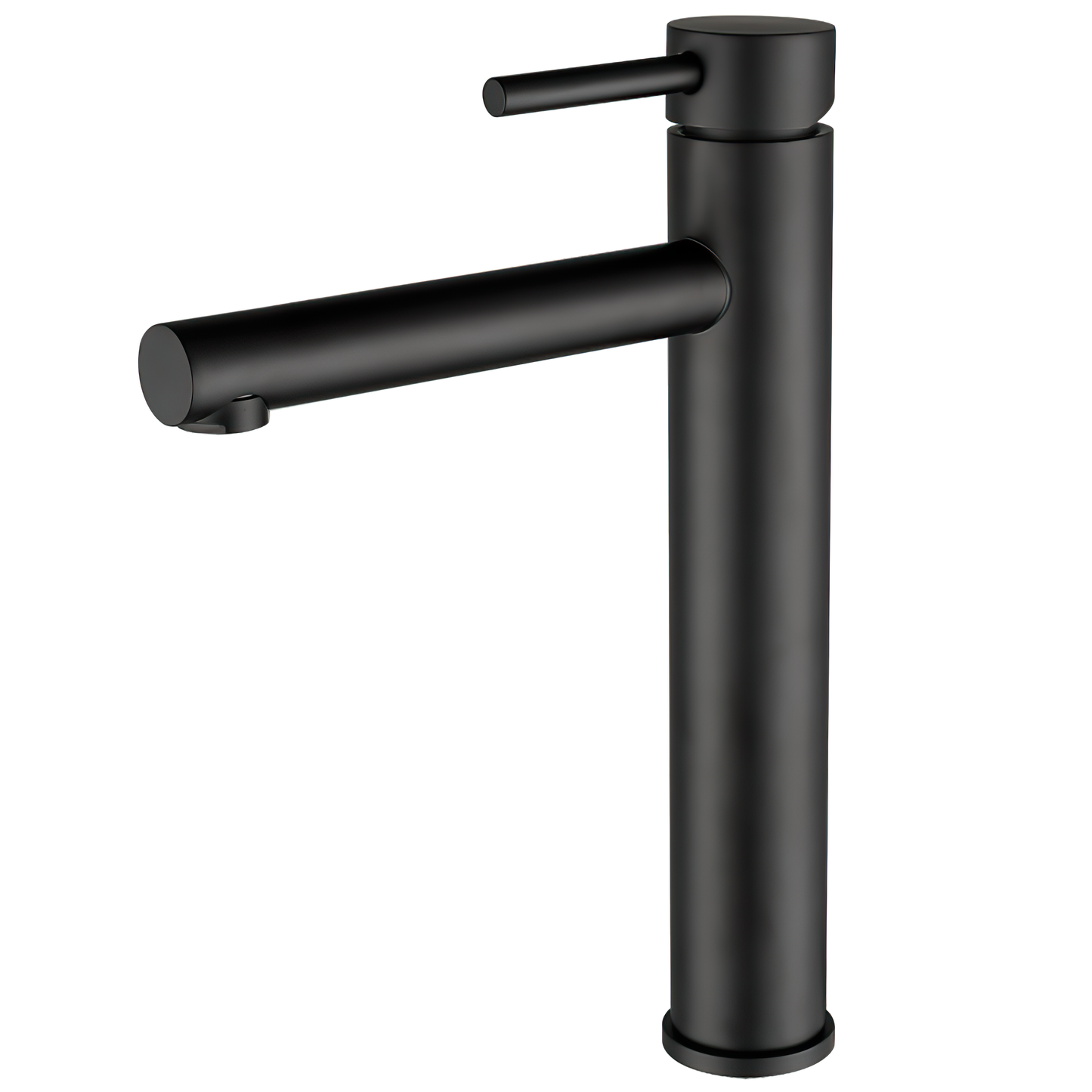 Grifo de lavabo alto para pica monomando redondo caño recto negro - Serie Palancia
