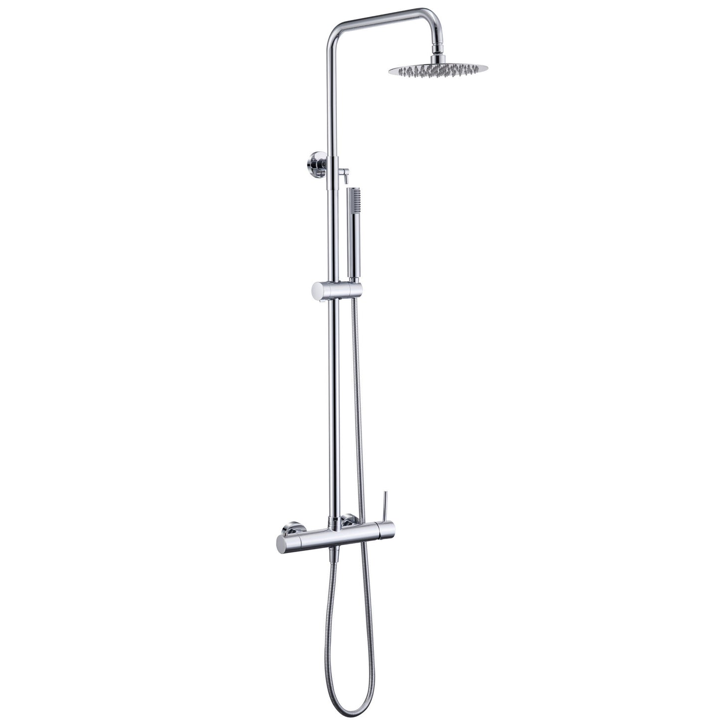 Barra de ducha monomando redonda ajustable hasta 120CM cromada - Serie Palancia - 25cm