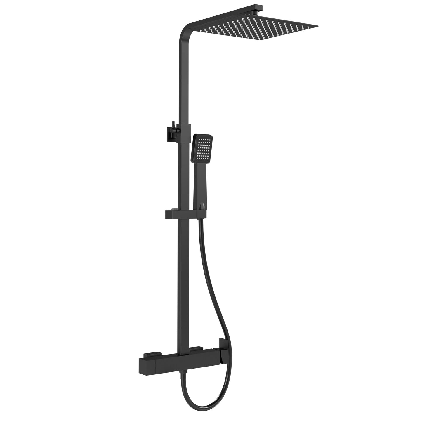 Barra de ducha monomando cuadrada ajustable hasta 120CM negro mate serie Segura - 40cm