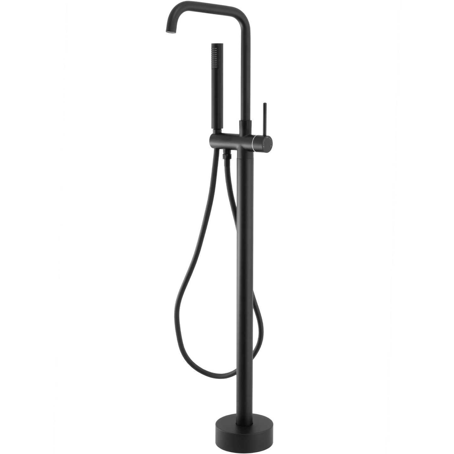 Grifo de bañera exenta redondo con caño en c negro mate - Serie Serpis