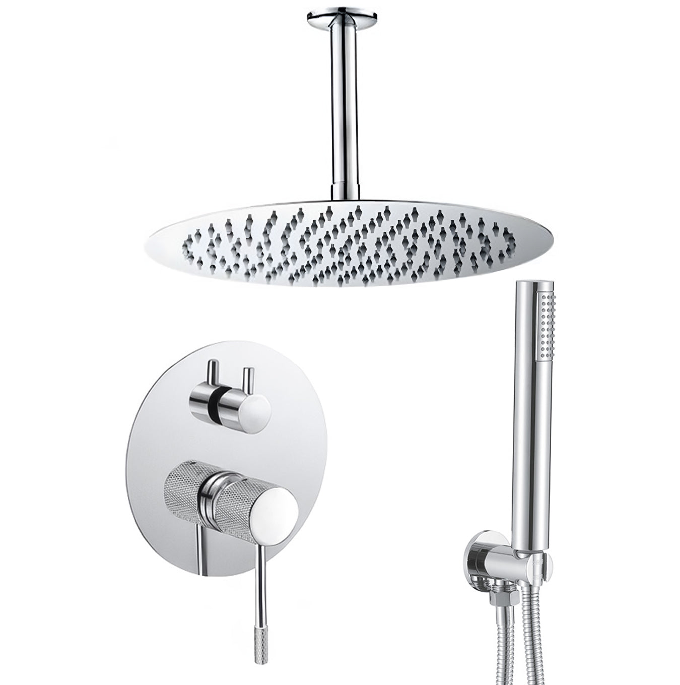 Ducha empotrada monomando techo redonda acabado maneta luxury cromada - Serie Torina - 20cm
