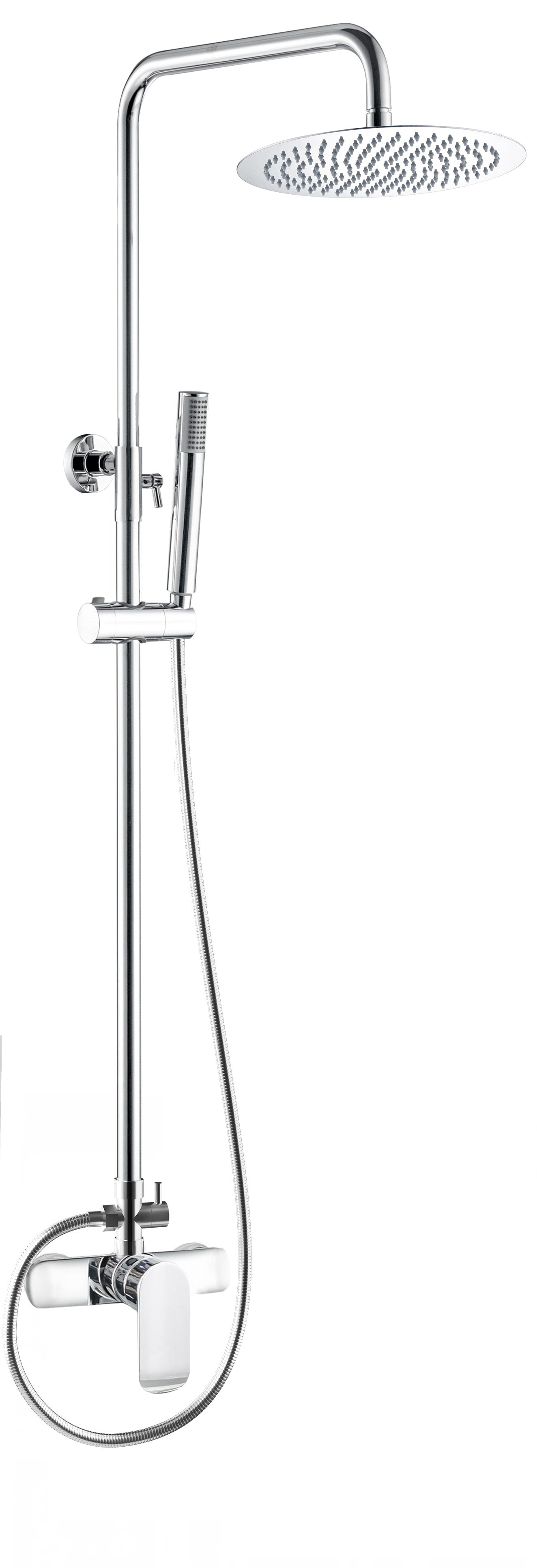 Barra de ducha monomando redonda ajustable hasta 120CM cromada - Serie Turia - 25cm