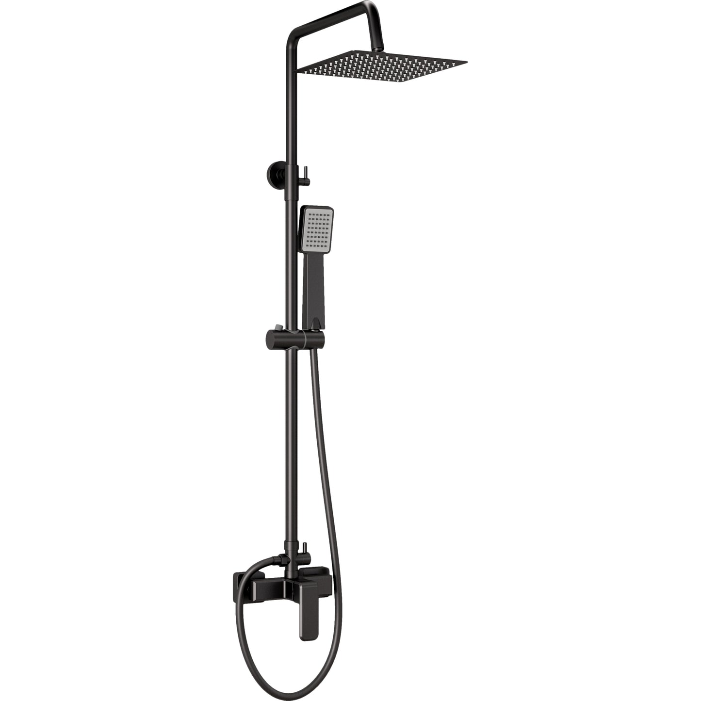 Barra de ducha monomando cuadrada ajustable hasta 120CM negro mate - Serie Vinalopo - 30cm