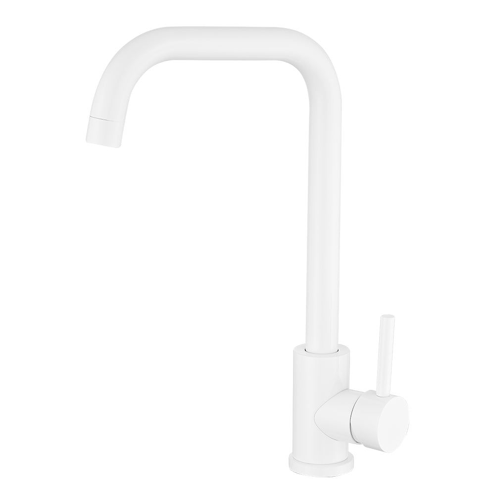 Grifo de cocina caño en C monomando giratorio blanco - Serie Zancara