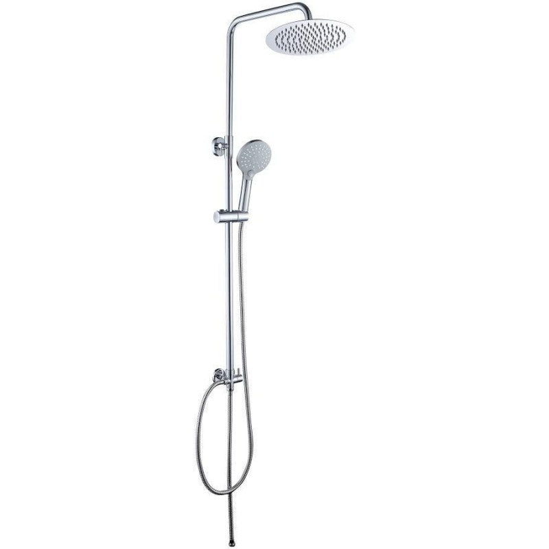 Barra de ducha cromada redonda ajustable hasta 120CM sin grifo - 30cm