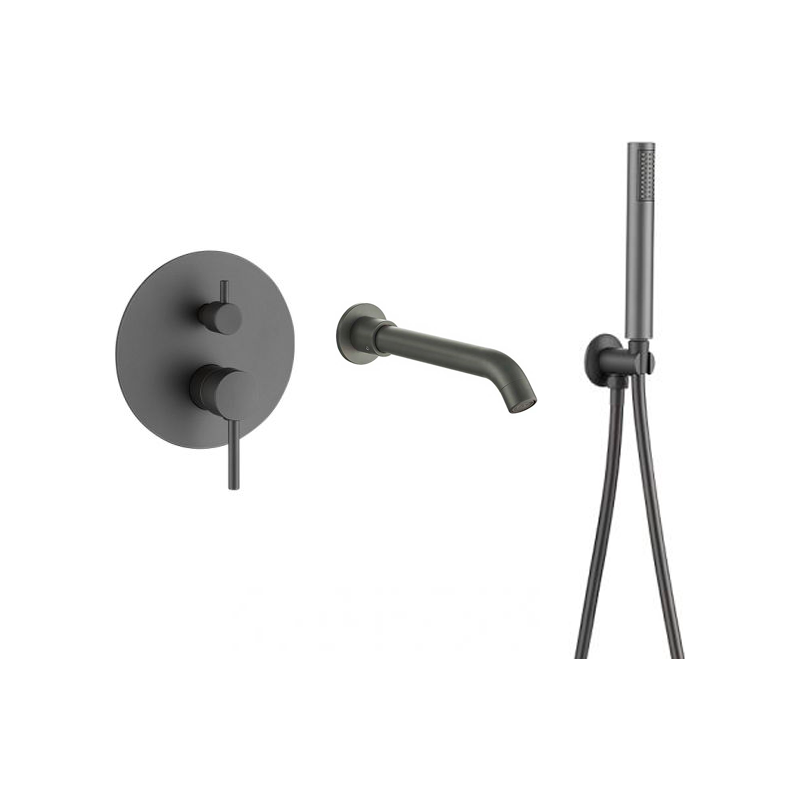 Grifo de bañera monomando gun metal - Serie jucar