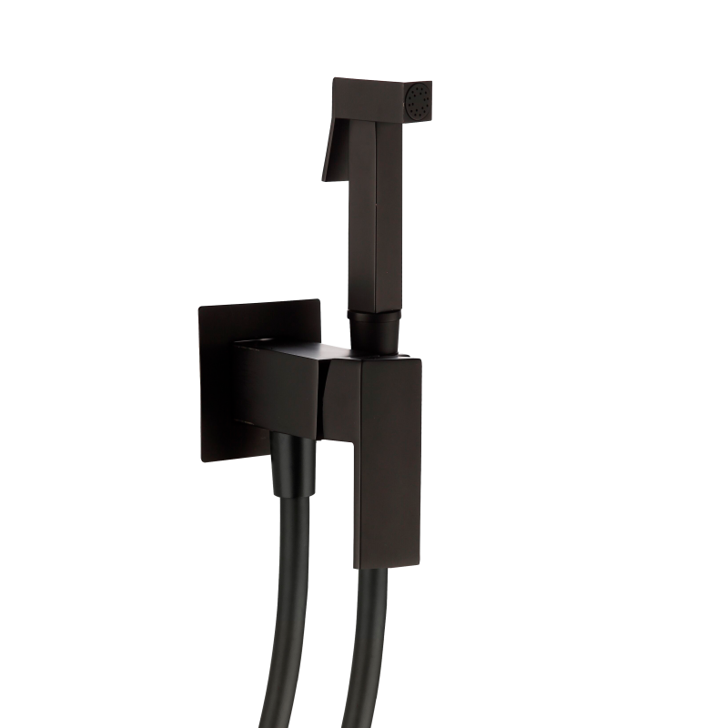 Grifo de bidet empotrado cuadrado negro mate - Serie Tajo
