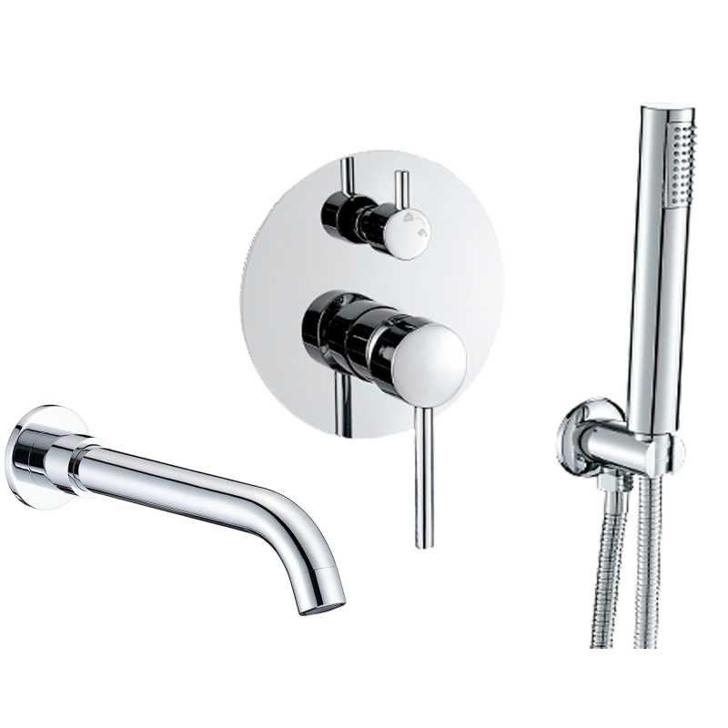Grifo de bañera monomando cromado con caño de 21CM - Serie Jucar