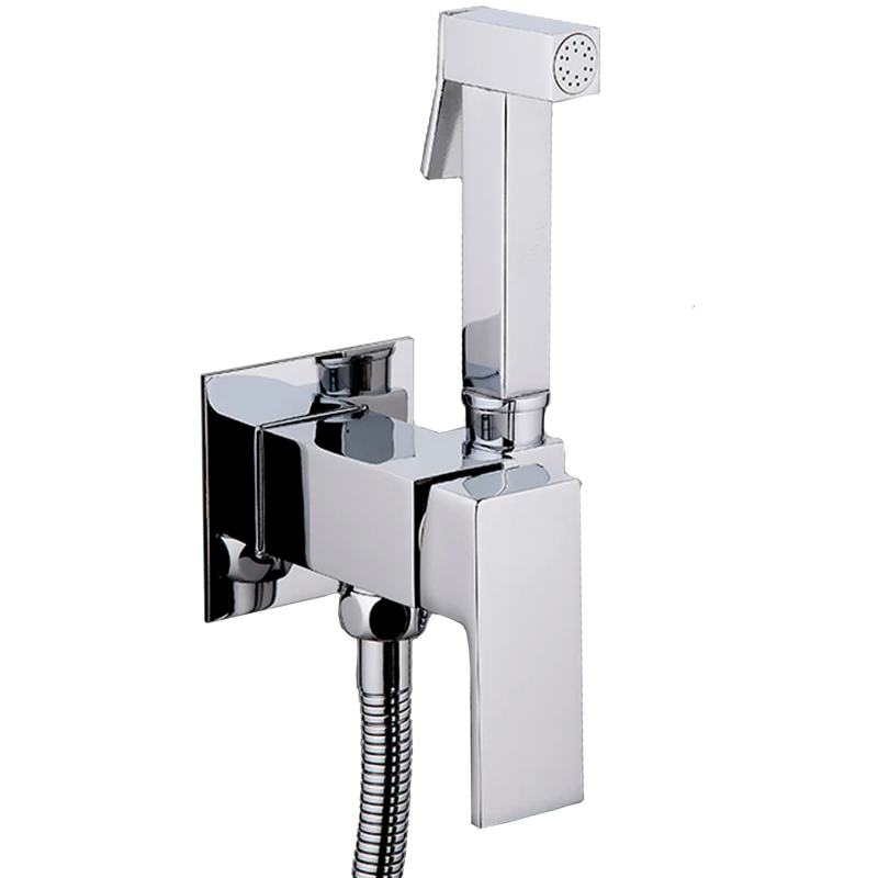 Grifo de bidet empotrado cuadrado cromado - Serie tajo