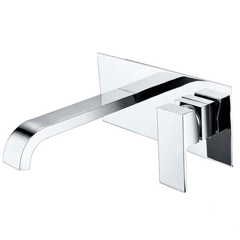 Grifo de lavabo empotrado cuadrado con caño curvo de 21CM cromado - Serie Niagara