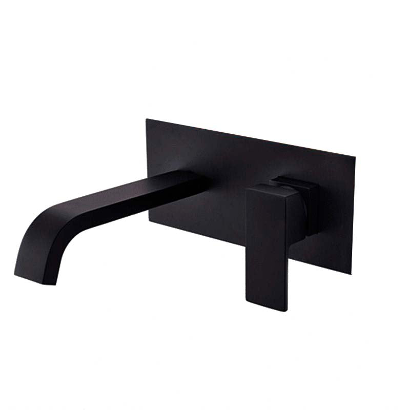 Grifo de lavabo empotrado cuadrado caño curvo negro mate con caño 21CM - Serie Niagara