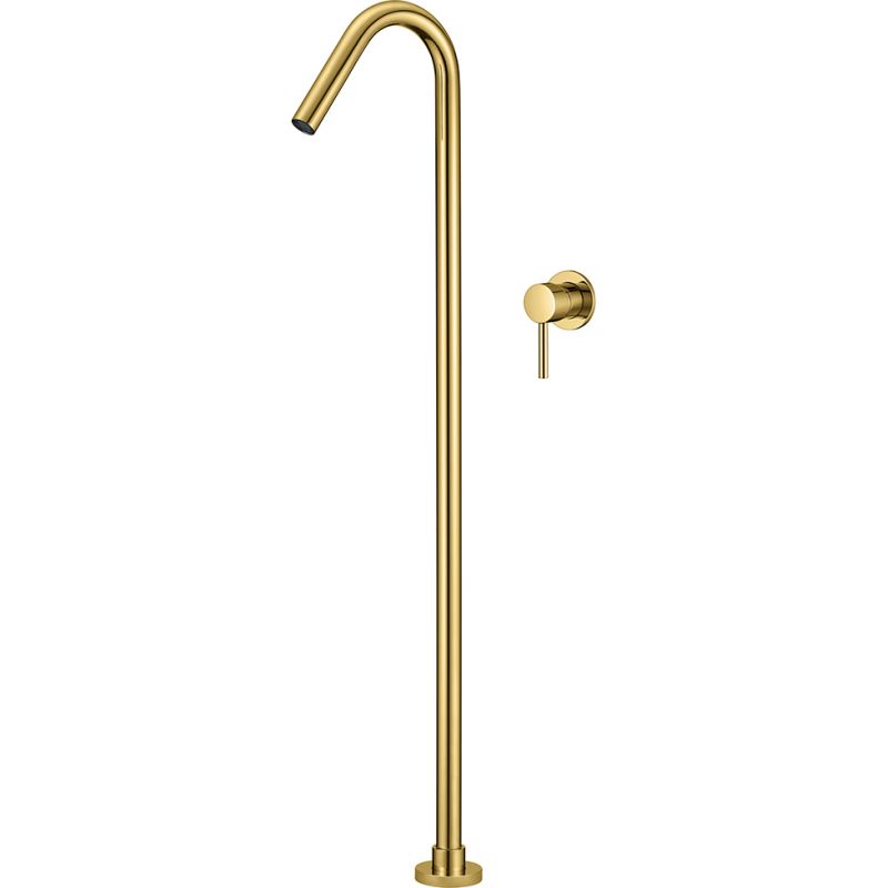 Grifo de bañera exenta empotrado redondo monomando dorado cepillado - Serie Jucar
