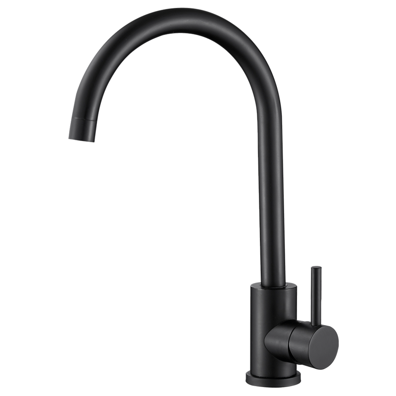 Grifo de cocina monomando redondo giratorio negro mate serie Misisipi