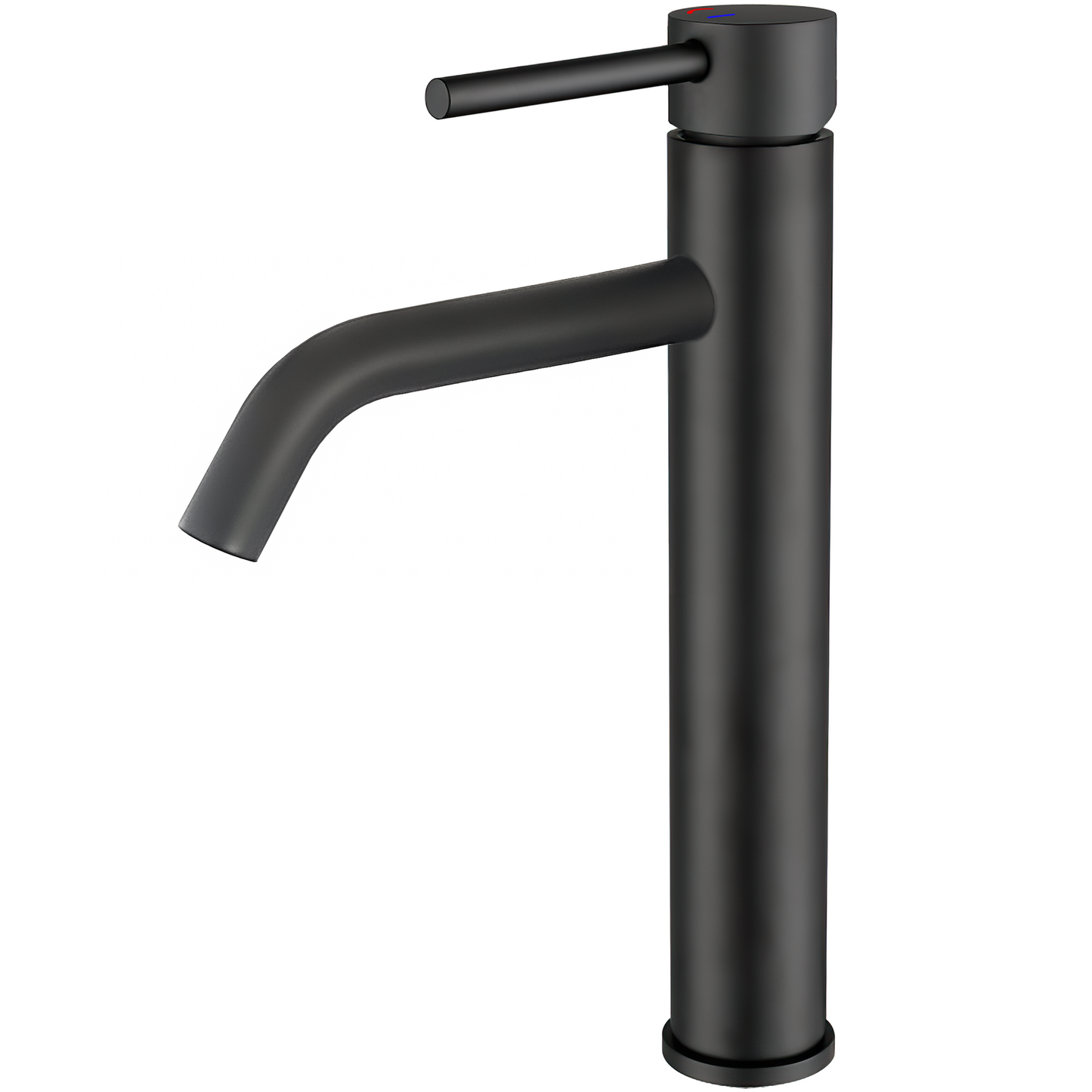 Grifo de lavabo alto para pica negro mate con apertura en agua fría monomando redondo - Serie Ason