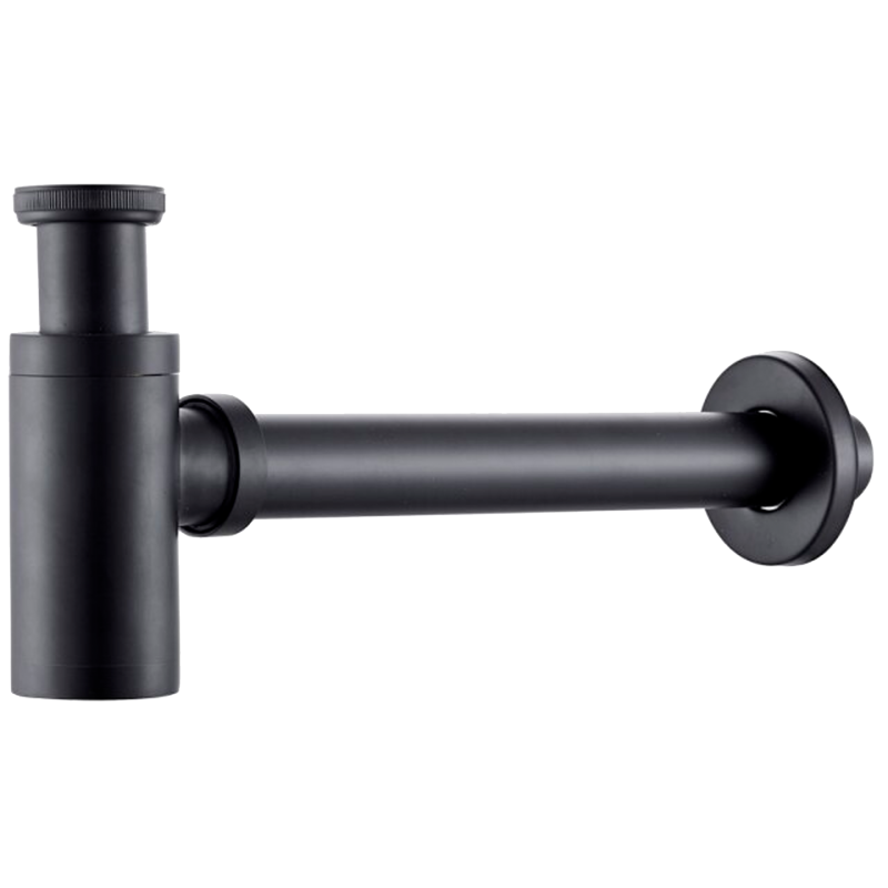 Sifón de lavabo visto negro mate