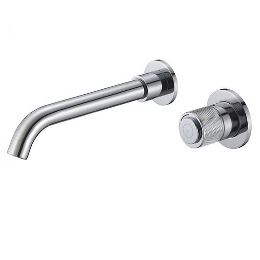 Grifo empotrado de lavabo monomando de botón redondo cromado con caño de 21CM - Serie Andarax